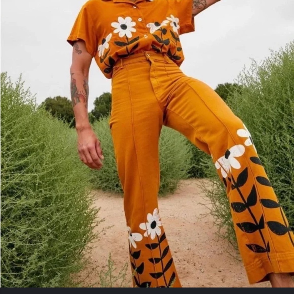 Big Bud Press Orange Floral Wide Leg Pants